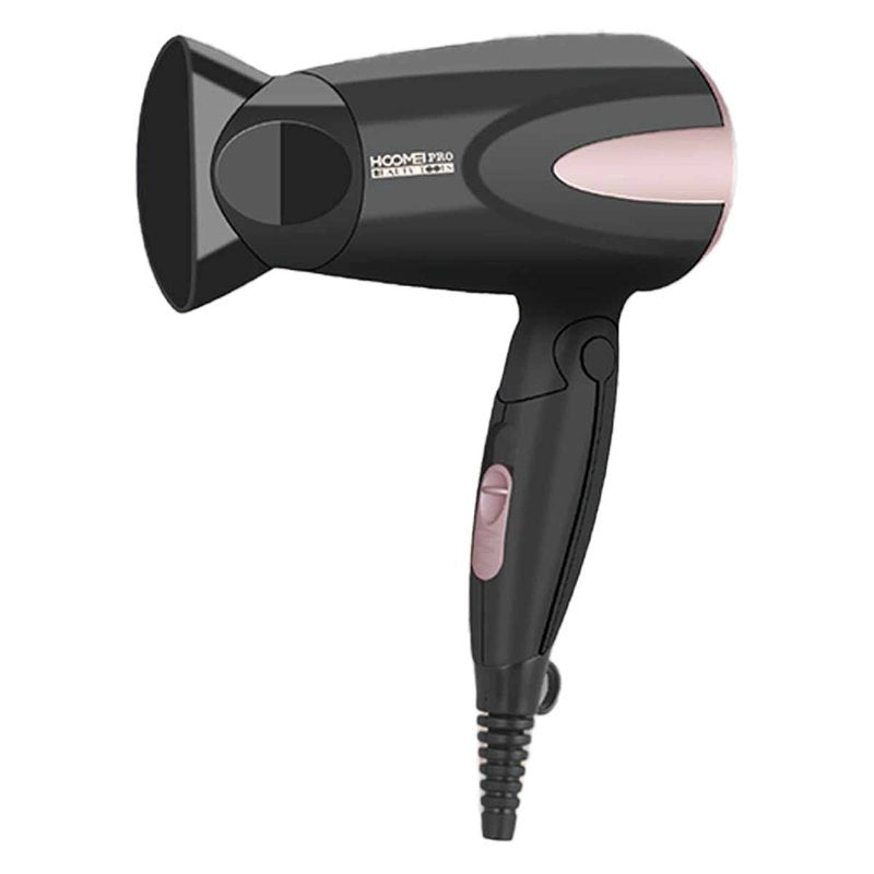 Asciugacapelli Professionale 1300W con 2 Velocita Temperatura con Manico Pieghevole e Gancio per Appendere Nero Rosa
