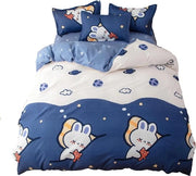 Set di copriletto e lenzuola con disegno di coniglio notturno - microfibra - 1 copriletto 180 x 220 cm - 1 lenzuolo 230 x 230 cm - 2 cuscini 48 x 74 cm