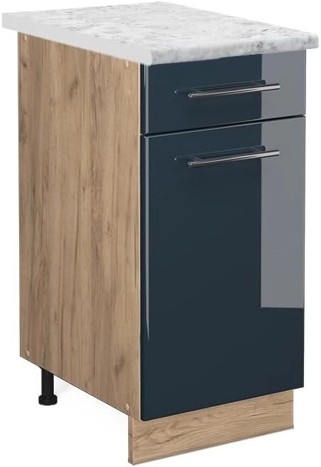 Armadio cucina dispensa alto Fame-Line, Grigio scuro, 30 cm, PL Marmo, per la combinazione con altri moduli della serie Fame-Line