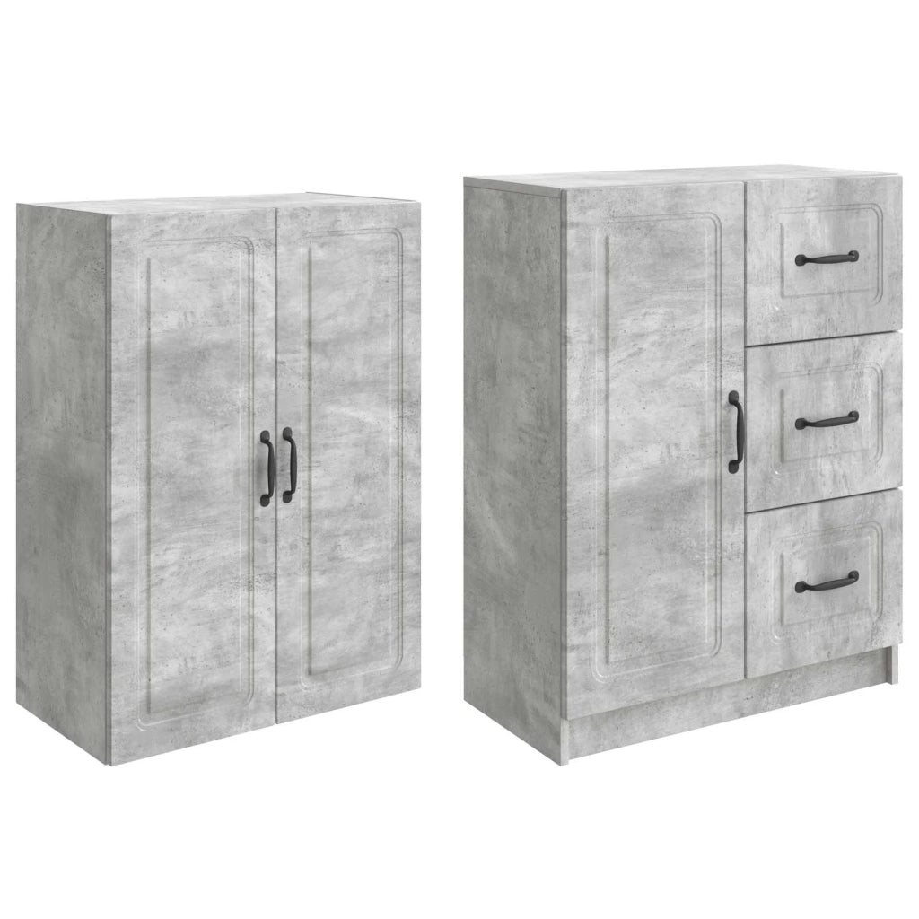 Set di armadi 2 pcs Grigio Cemento Legno ingegnerizzato