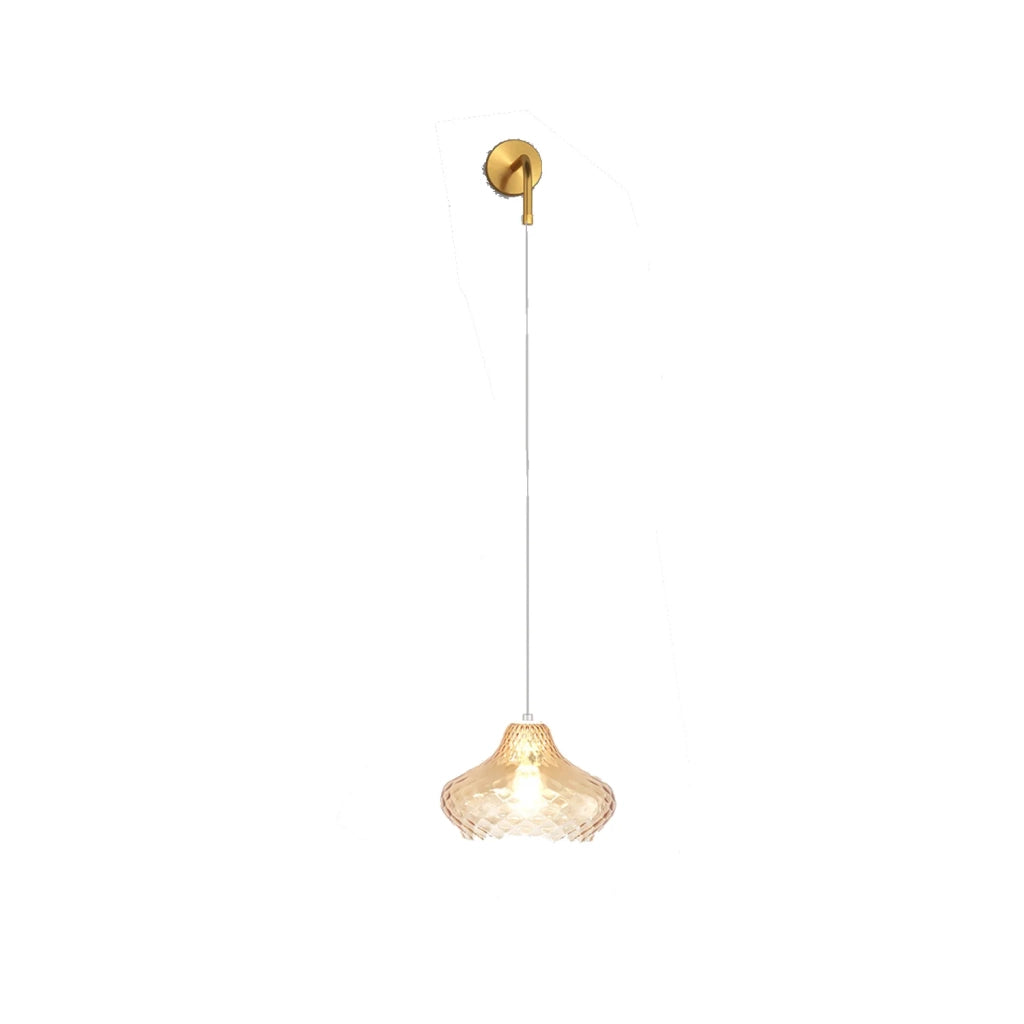Applique Filo Contemporanea Dress Metallo Ottone Vetro Ambra 1 Luce E27