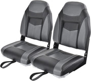 Sedia da Barca, Sedile da Barca Pieghevole con Morbido Cuscino Imbottito, Rivestimento in PVC Impermeabile, 44,5 x 51 x 61 cm (Grigio, 2)
