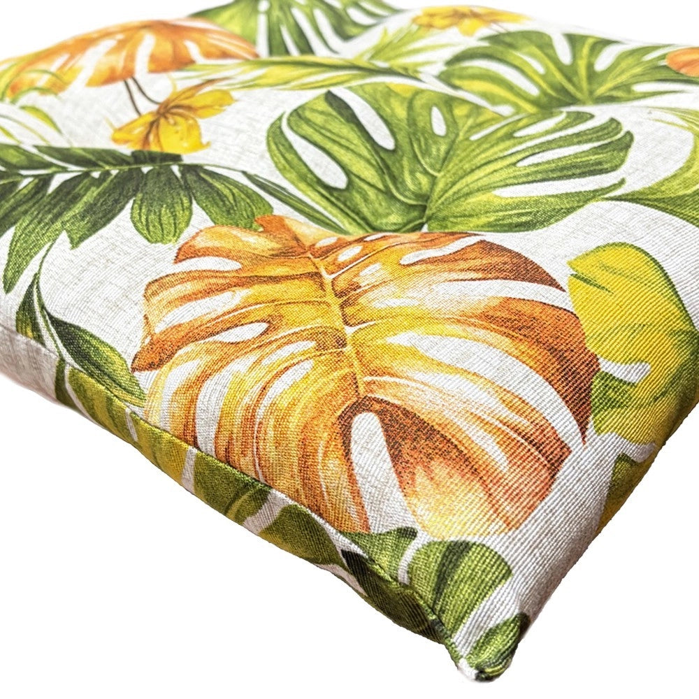 Set 4 Cuscini Sedia Palme Stile Urban Jungle Morbidissimi Universali Coprisedie Cotone Lavabili