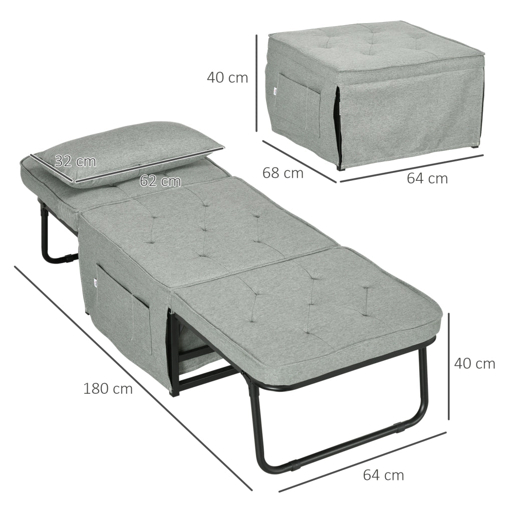 Poltrona reclinabile a 5 posizioni con cuscino ¨C zephmum ¨C grigio chiaro 180x64x40 cm