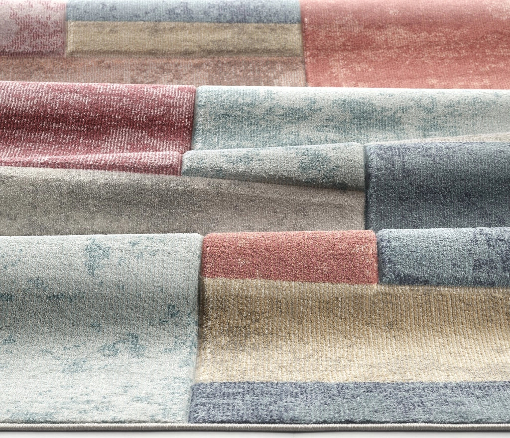 Parure tappeti FUNNY F8501 multicolore tris scendiletto (1pz cm.80x150 + 2pz cm.60x120) moderno pelo morbido con intarsio