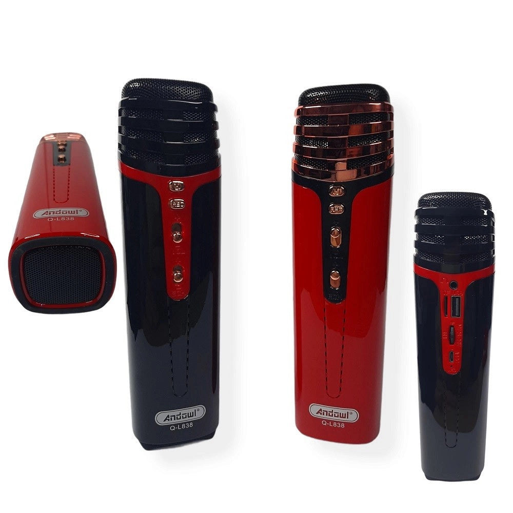 Trade Shop - Microfono Per Karaoke Wireless Senza Fili Altoparlante Bluetooth Fm Radio Q-l838 -