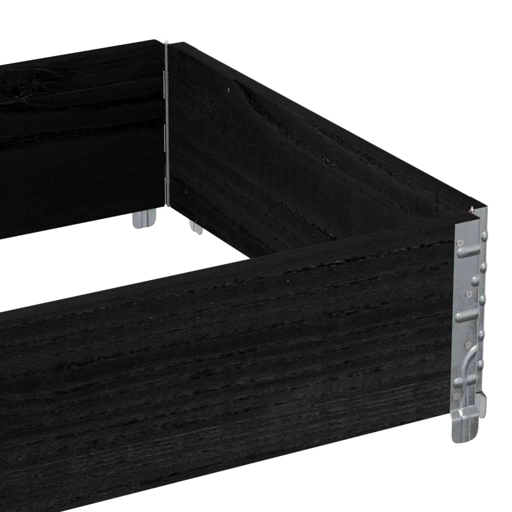 Fioriera rialzata per piante fiori terrazza giardino 80 x 60 cm legno massello di pino nero 02_0037885