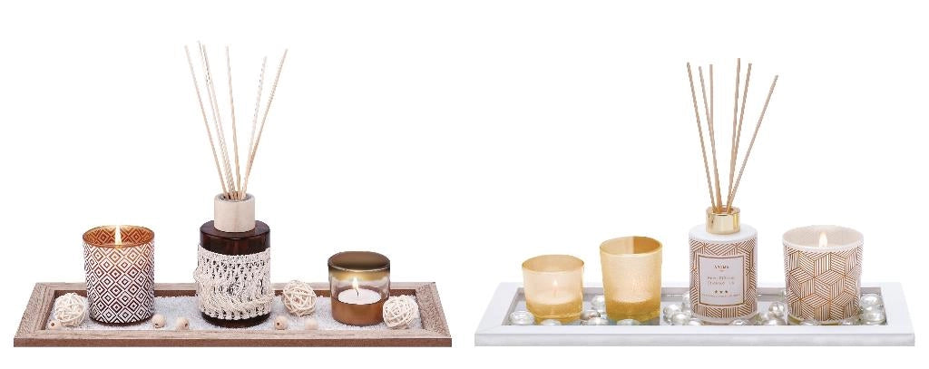 Un Kit Profumazione con Vassoio Diffusore e Bastoncini Idea Regalo 2 Fragranze