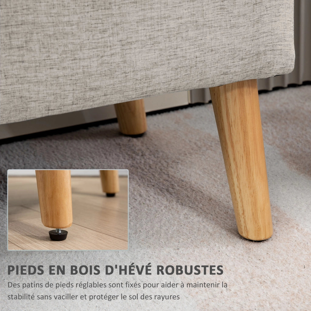 Panca contenitore imbottita effetto lino ¨C Xylo ¨C beige 110x39x45 cm