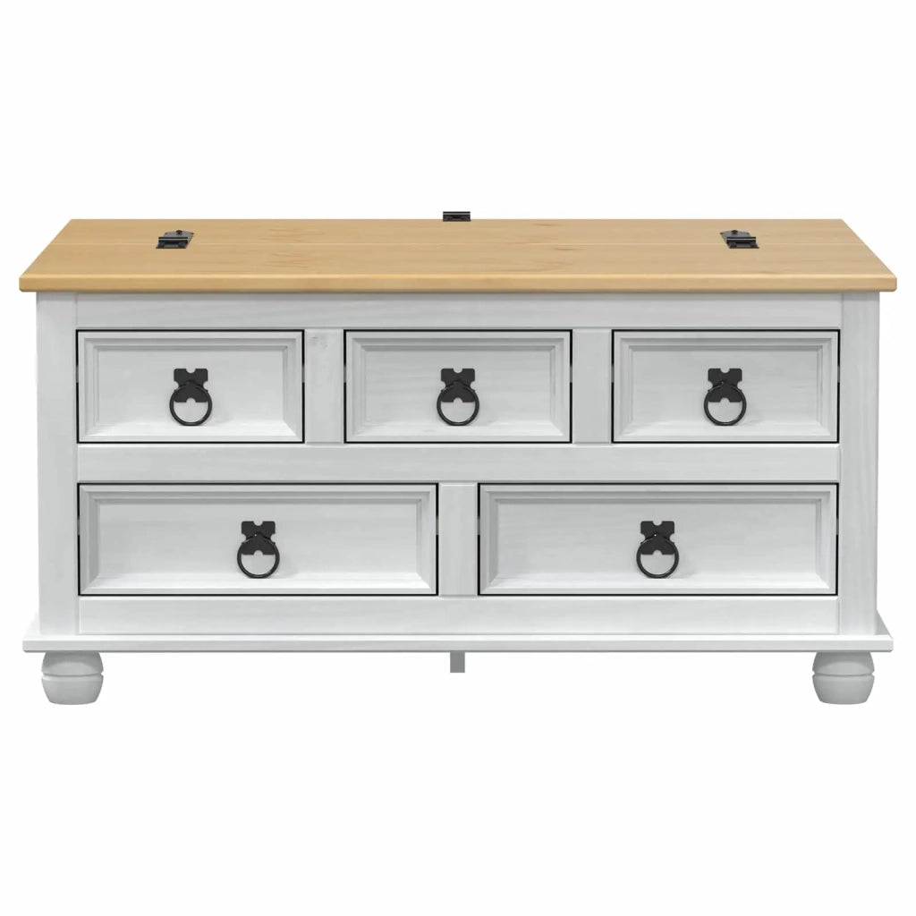 storage box con cassetto Bianco 90 x 78 x 45 cm Pino massello CFW6540534