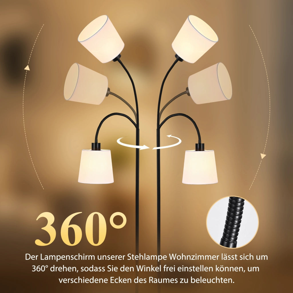 ZMH Lampada da Terra 160cm Paralume Beige Orientabile 360¡ã Interruttore a Pedale E27 Moderna per Guardaroba