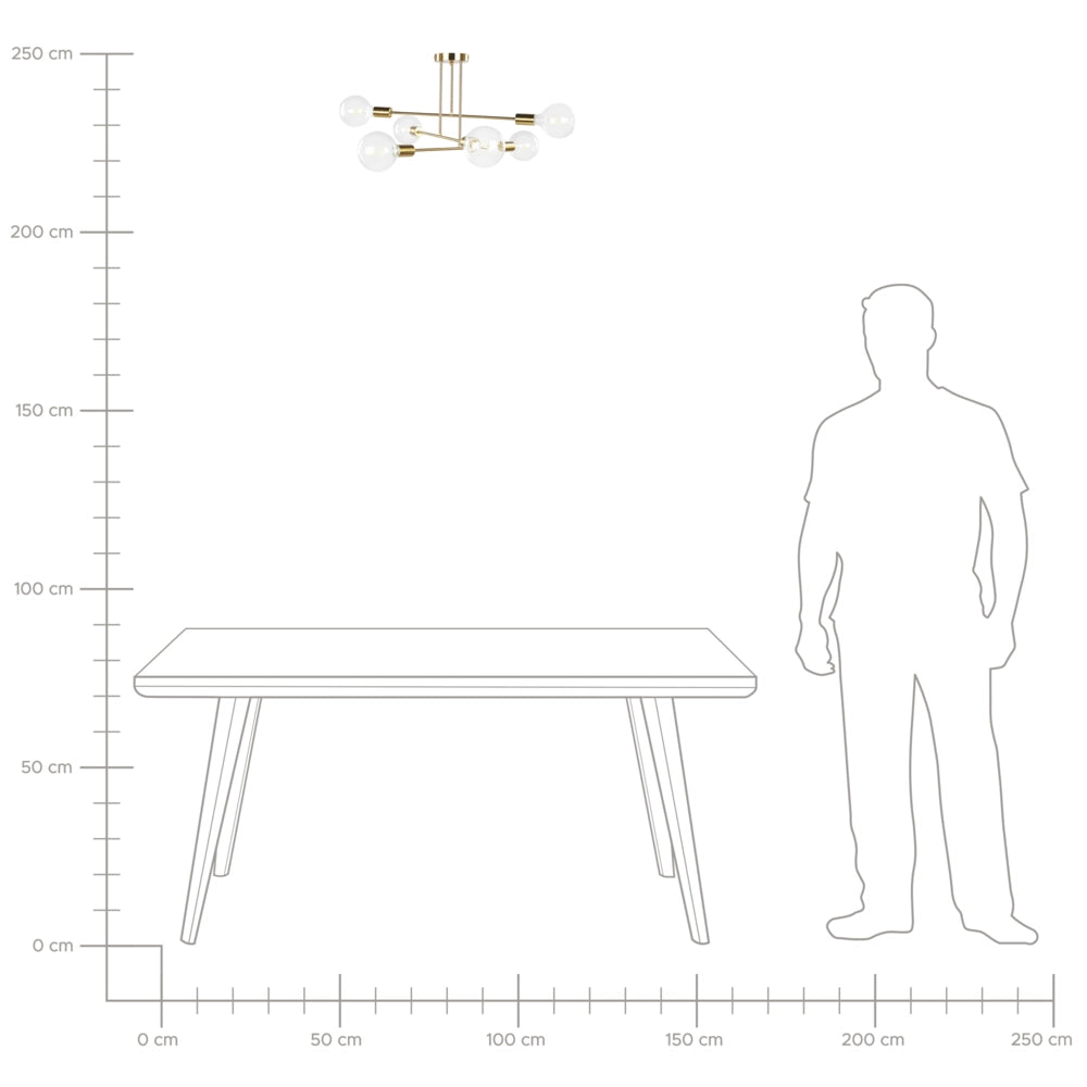 Plafoniera Ottone Metallo 33 cm 6 Luci Ferro no Sfumature Soggiorno Camera da Letto Industriale Moderno