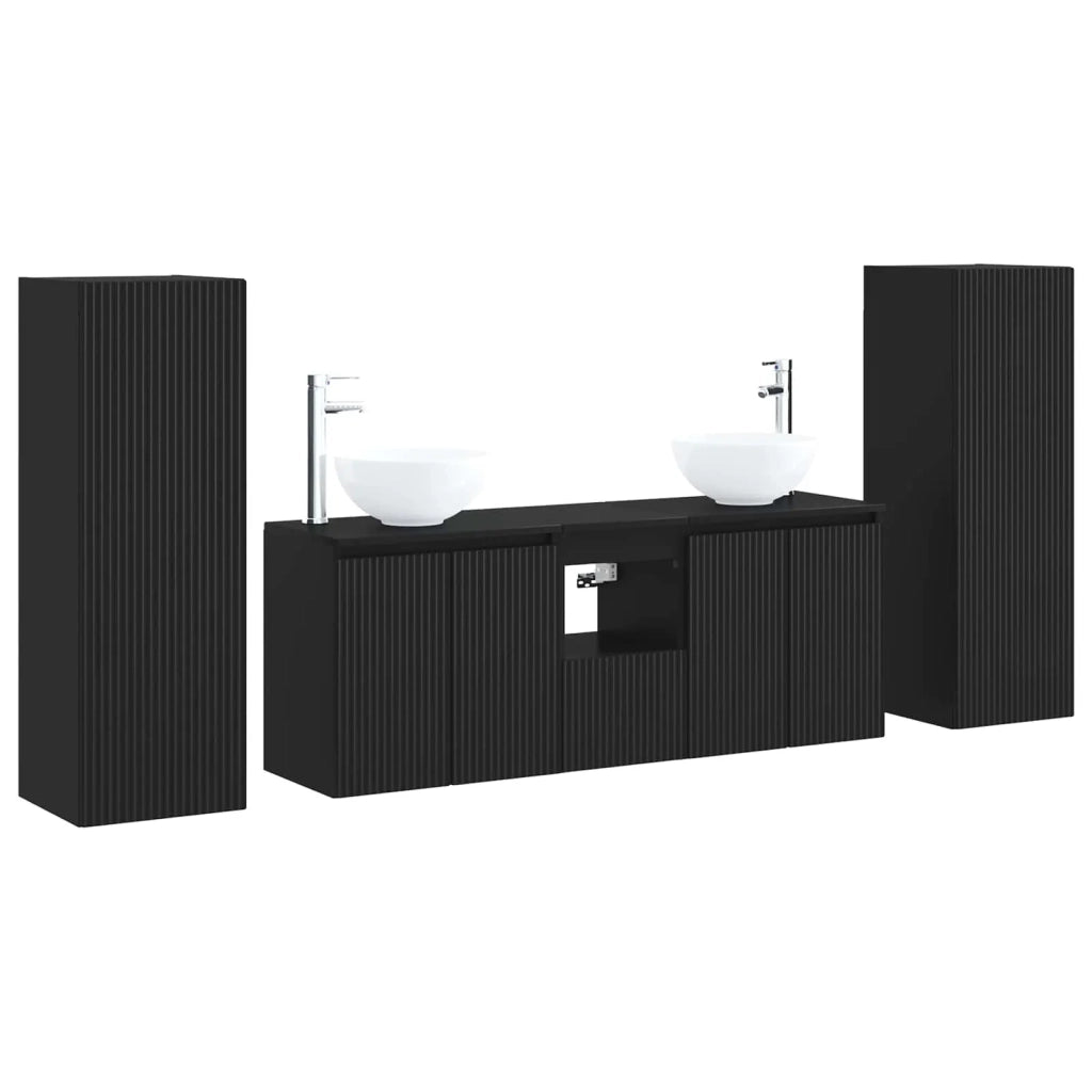 Set di mobili per il bagno 5 pz Nero 33 x 34,5 x 100 cm 3405984