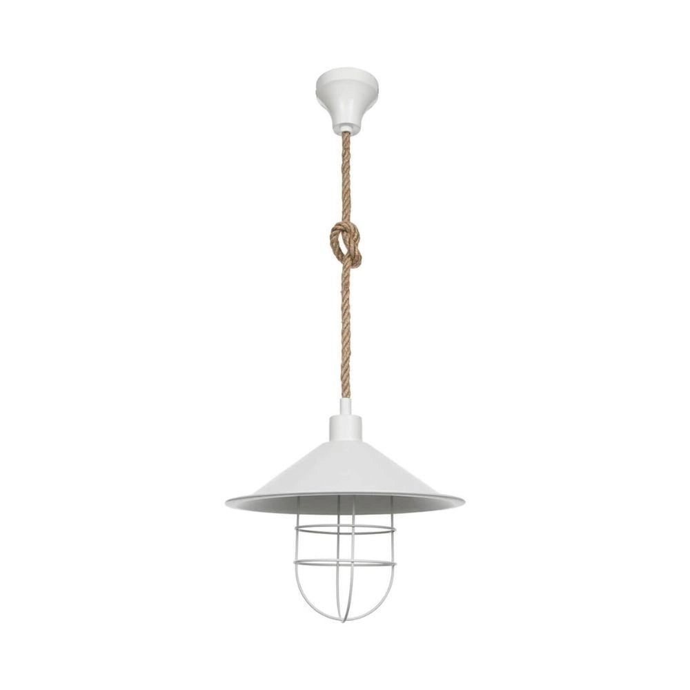 Lampada a sospensione metallo bianco e corda iuta Bulut ASZ0631