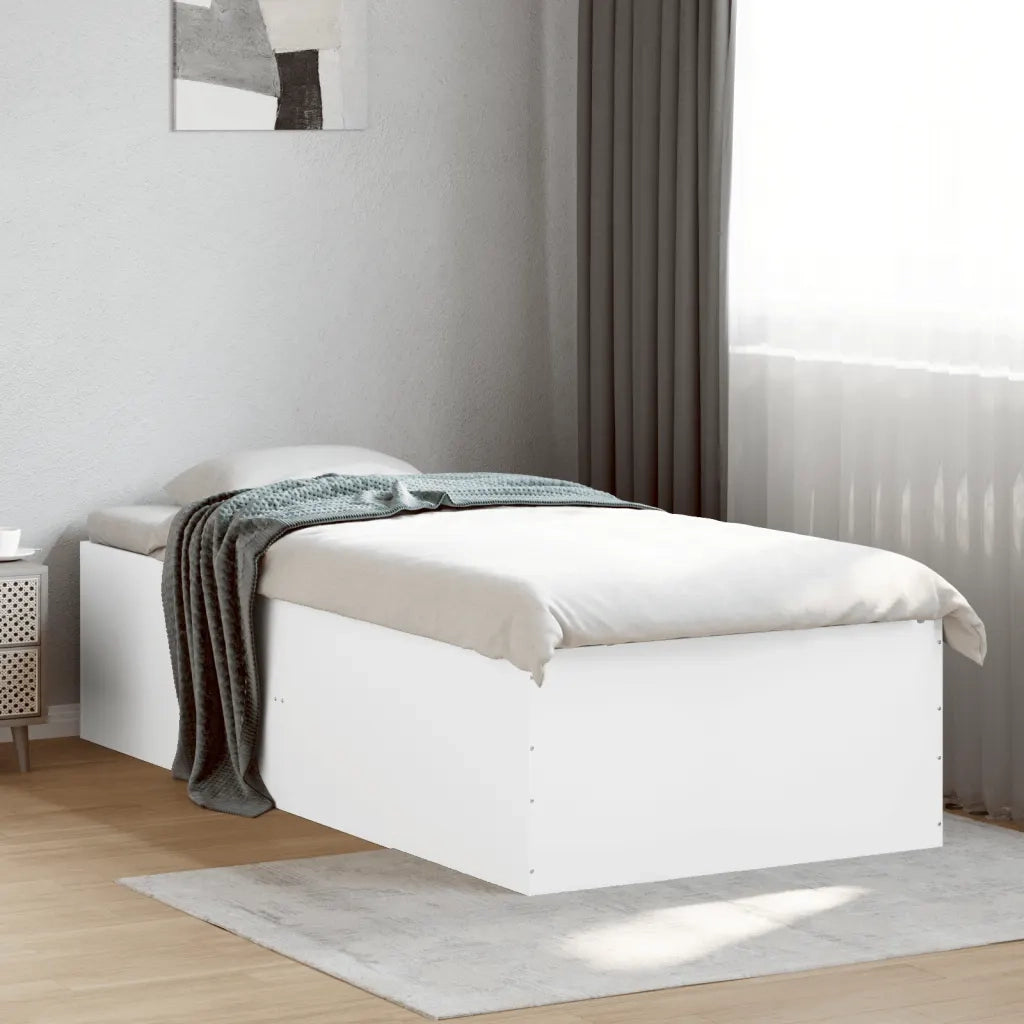 Letto singolo | Letto per adulti | Giroletto Bianco 75x190 cm in Legno Multistrato