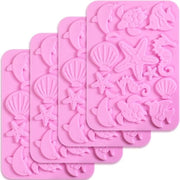 Mal siliconico marino da fondant per decorazione di torte e dolci in forma di conchiglia, cavallo di mare, stella di mare e tartaruga.