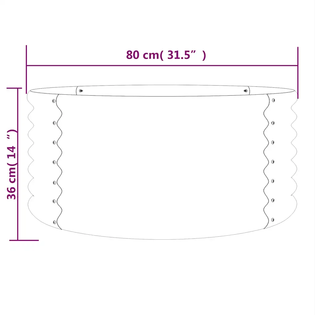 Vaso Giardino Acciaio Zincato 80x80x36cm Antracite 318856