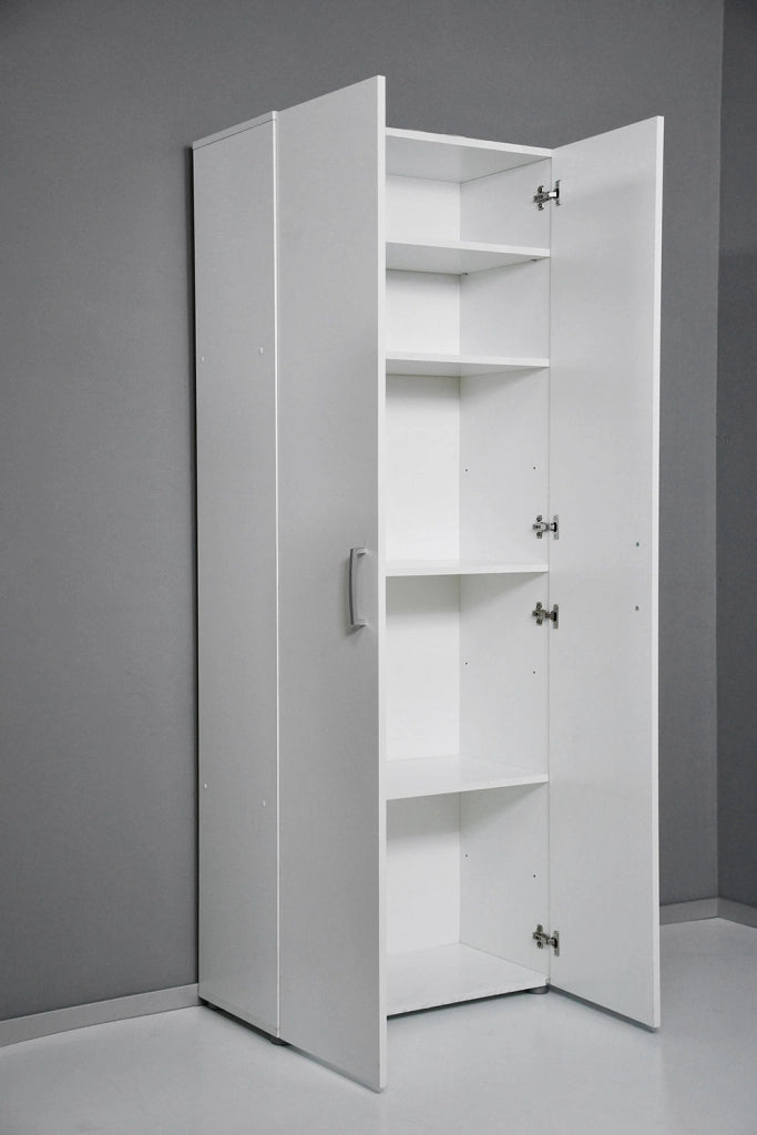 Armadio 2 Ante 5 Ripiani 69,4x36x181 cm in Truciolare Nobilitato Bianco