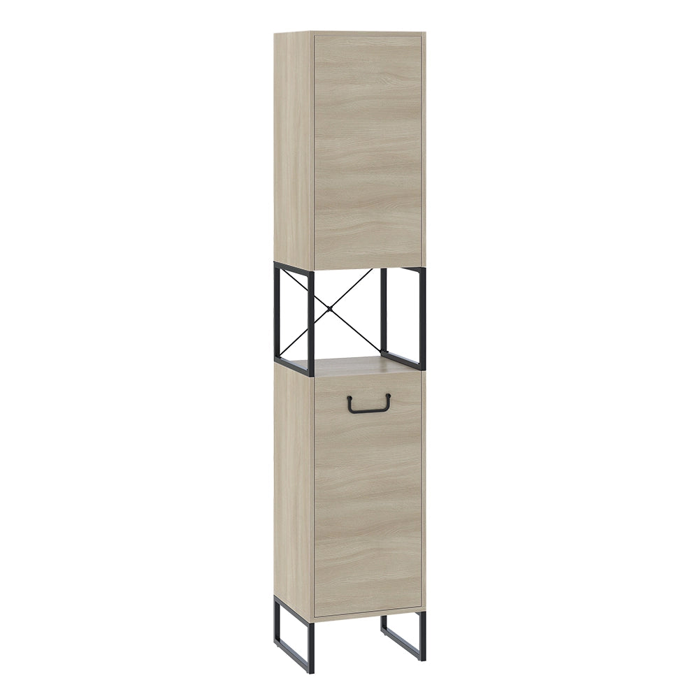 Vicco Mobiletto da bagno Quercia/nero 36 x 185 cm con 2 porte