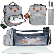Borsa da viaggio per bambini con cuscino e contenitore per biberon, cinture per passeggino e caricatore USB | regalo per genitori, baby shower e nuovo nato, grigio