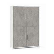 Armadio mobile 4 ante 108x41x161H cm in kit di montaggio colore Ossido bianco e Cemento