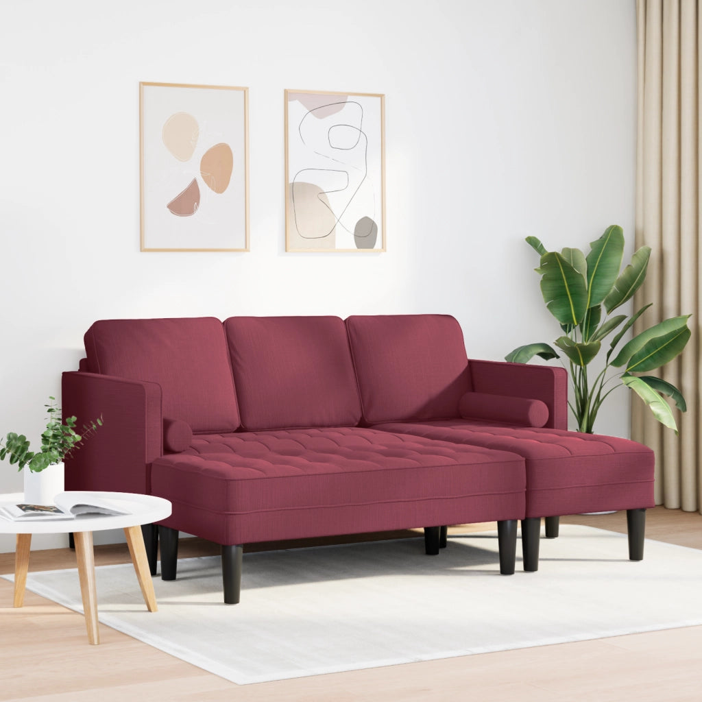 Set divani 2 pezzi con cuscini in tessuto bordeaux