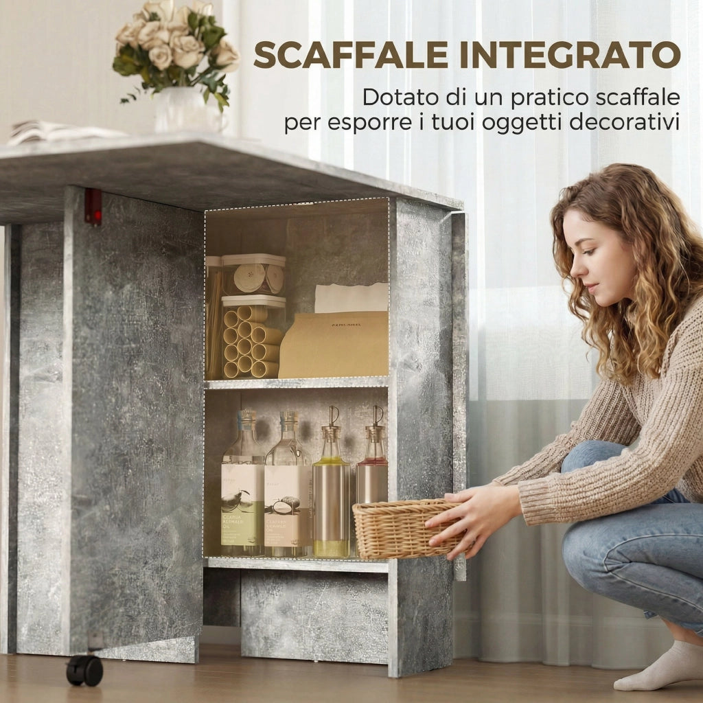 Tavolo da Pranzo Pieghevole Allungabile ¨C Zephmum ¨C Grigio Cemento