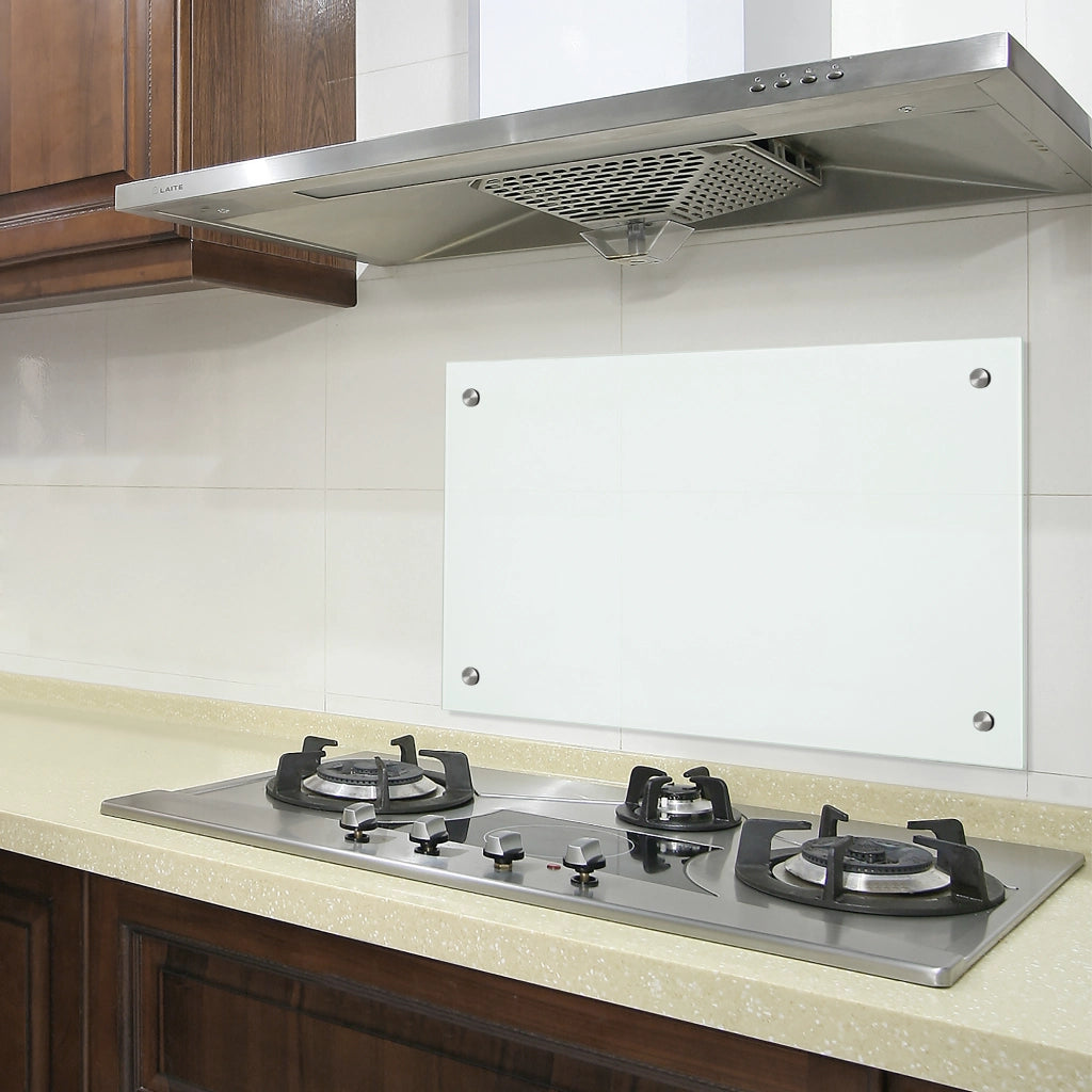 Paraschizzi in Vetro Temperato 90 x 50 cm Bianco, opaco [neu.haus]