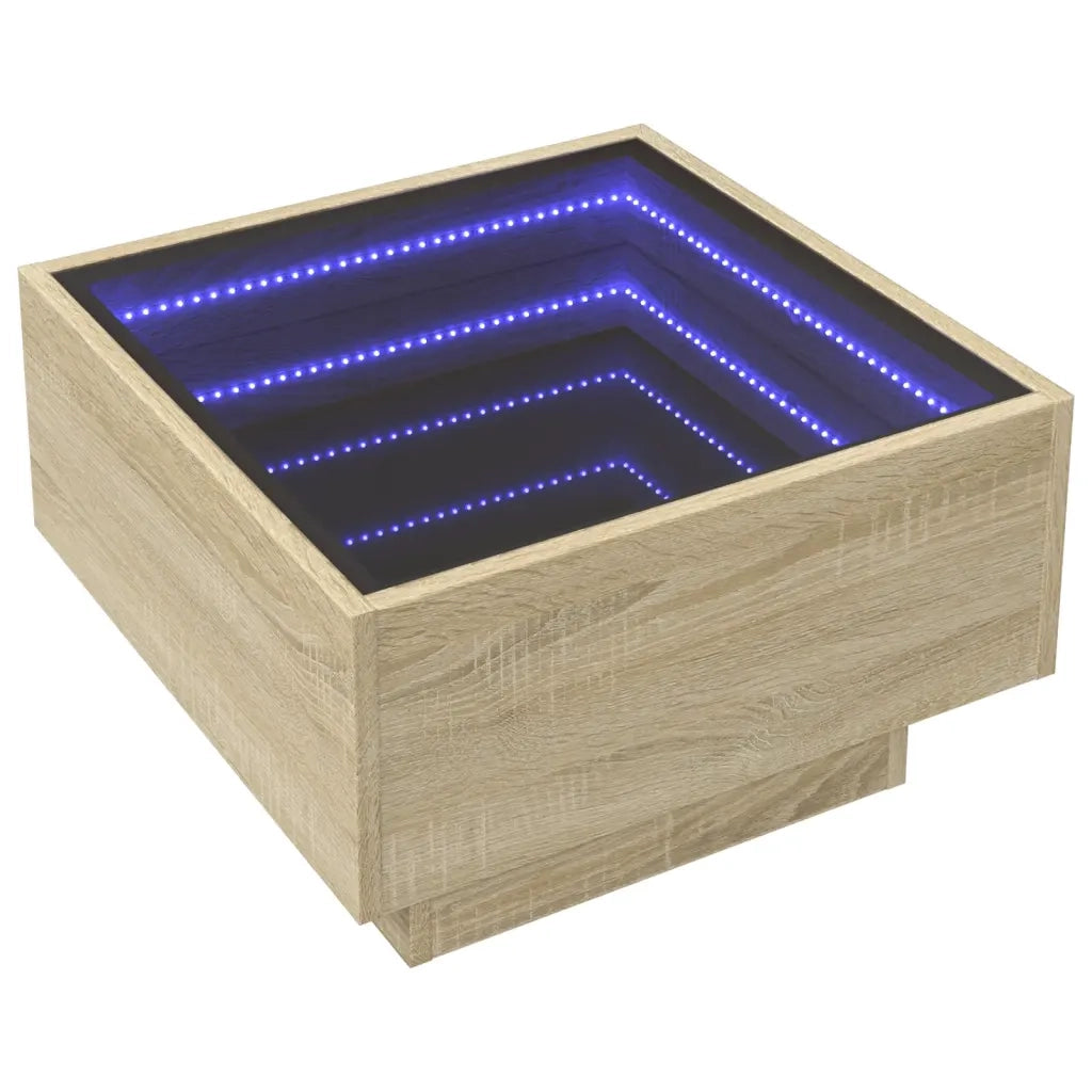 Tavolino salotto | Tavolino da caff¨¨ | Tavolino da Soggiorno con LED Rovere Sonoma 50x50x30 cm Multistrato