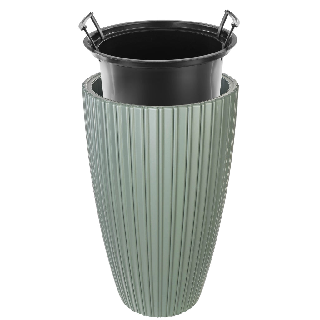 Vaso da fiori KADAX da 30 cm con inserto, vaso da fiori in plastica, verde