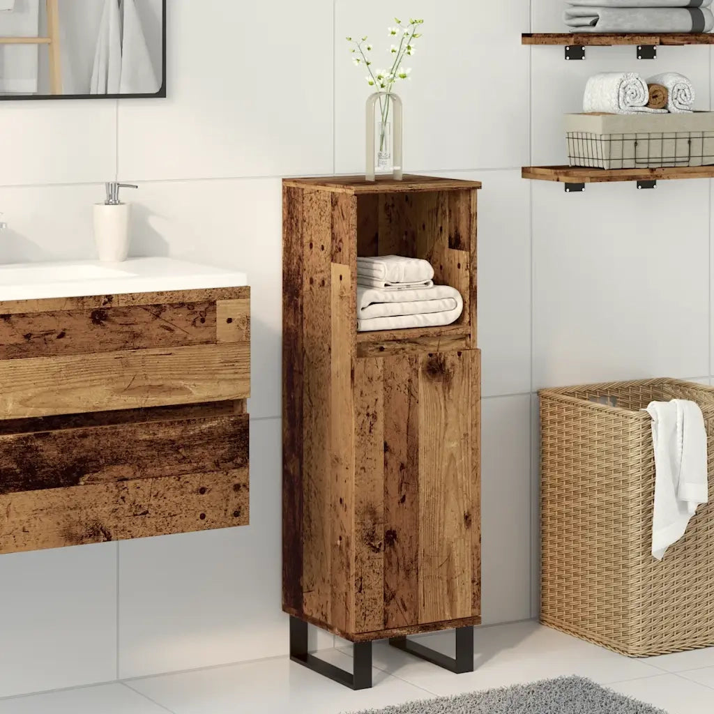 Armadietto da Bagno Legno Antico 30x30x100 cm in Truciolato 857211