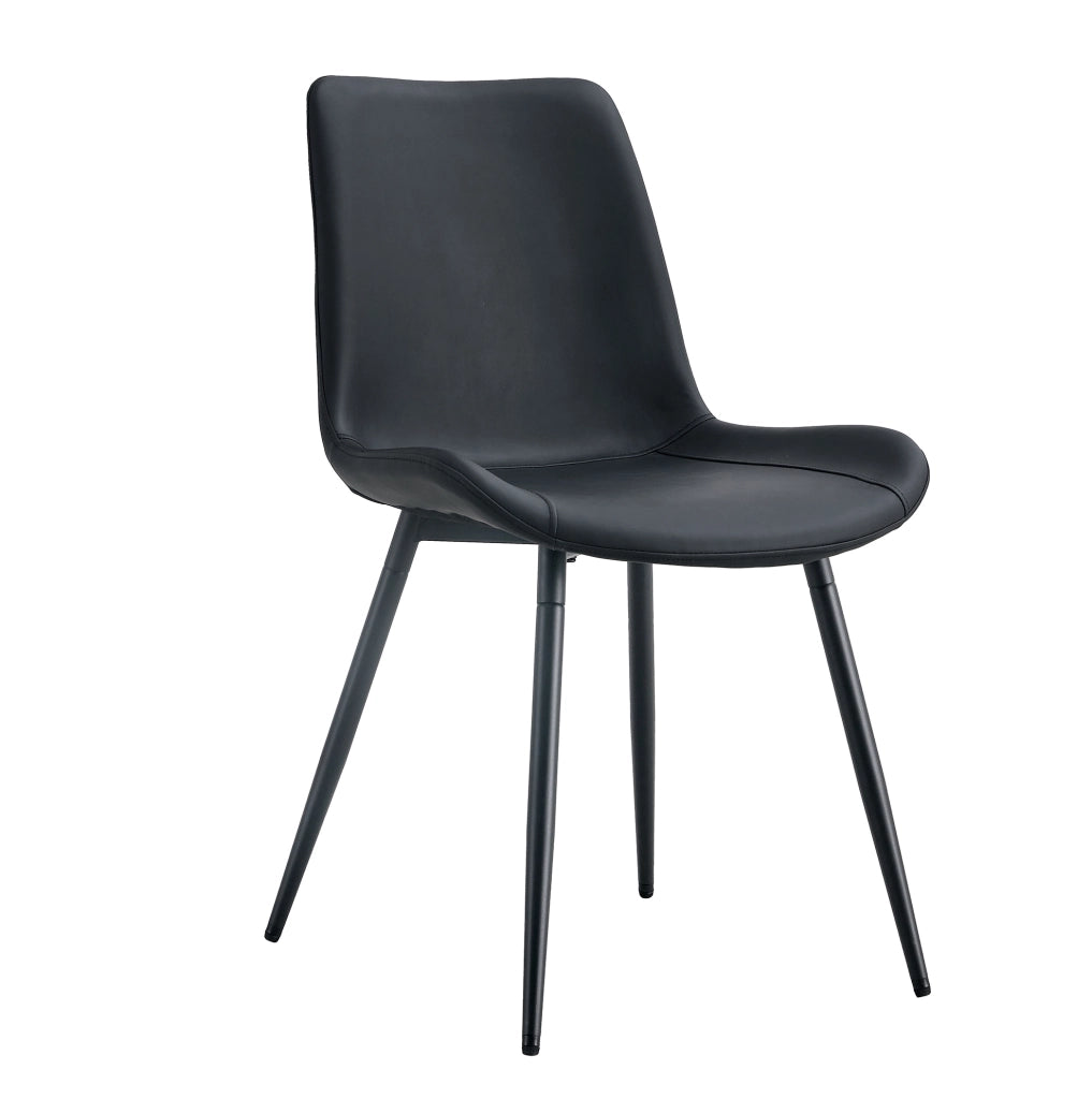 Set di sedie nere in PU con gambe in metallo