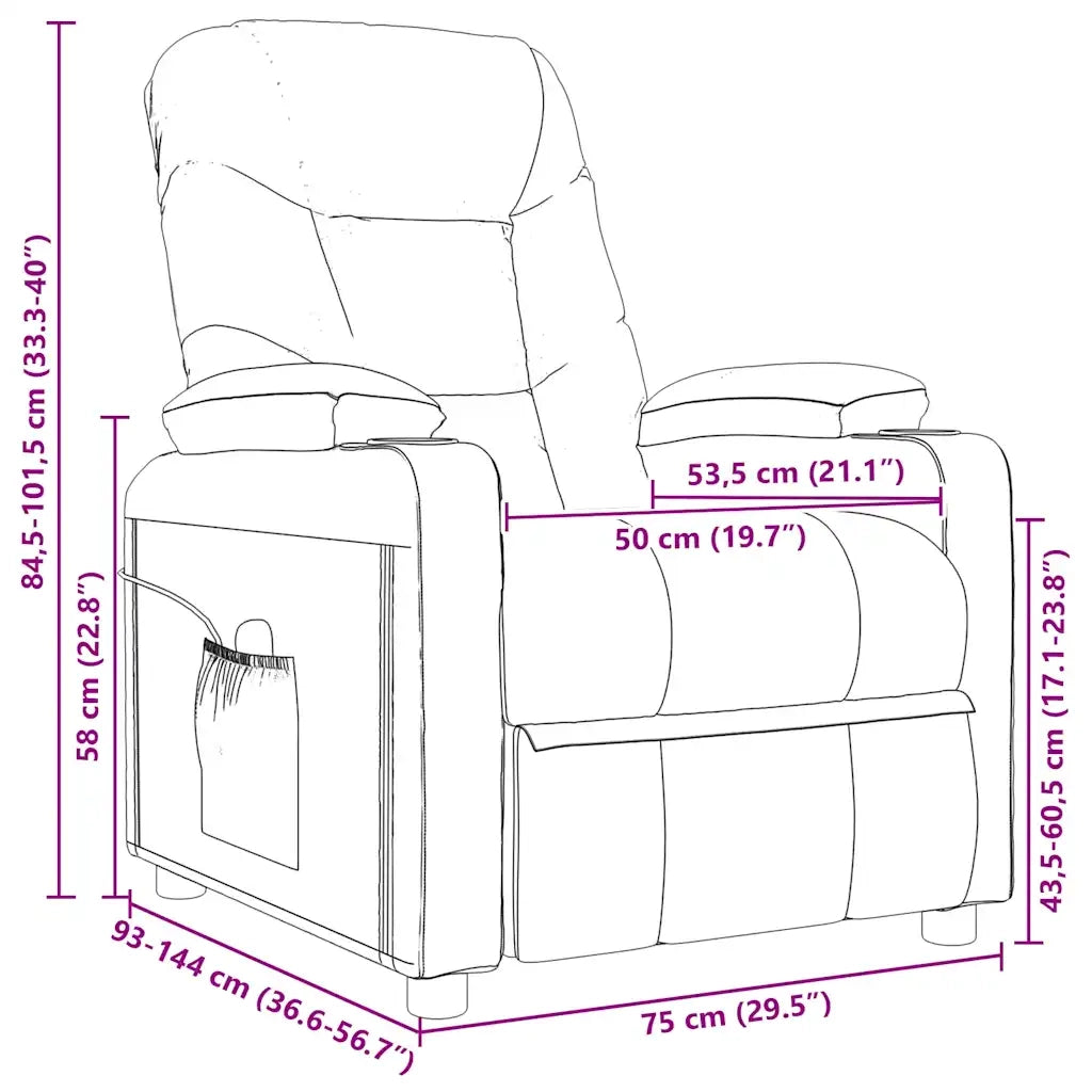 Poltrona Reclinabile in Tessuto Nero 348531