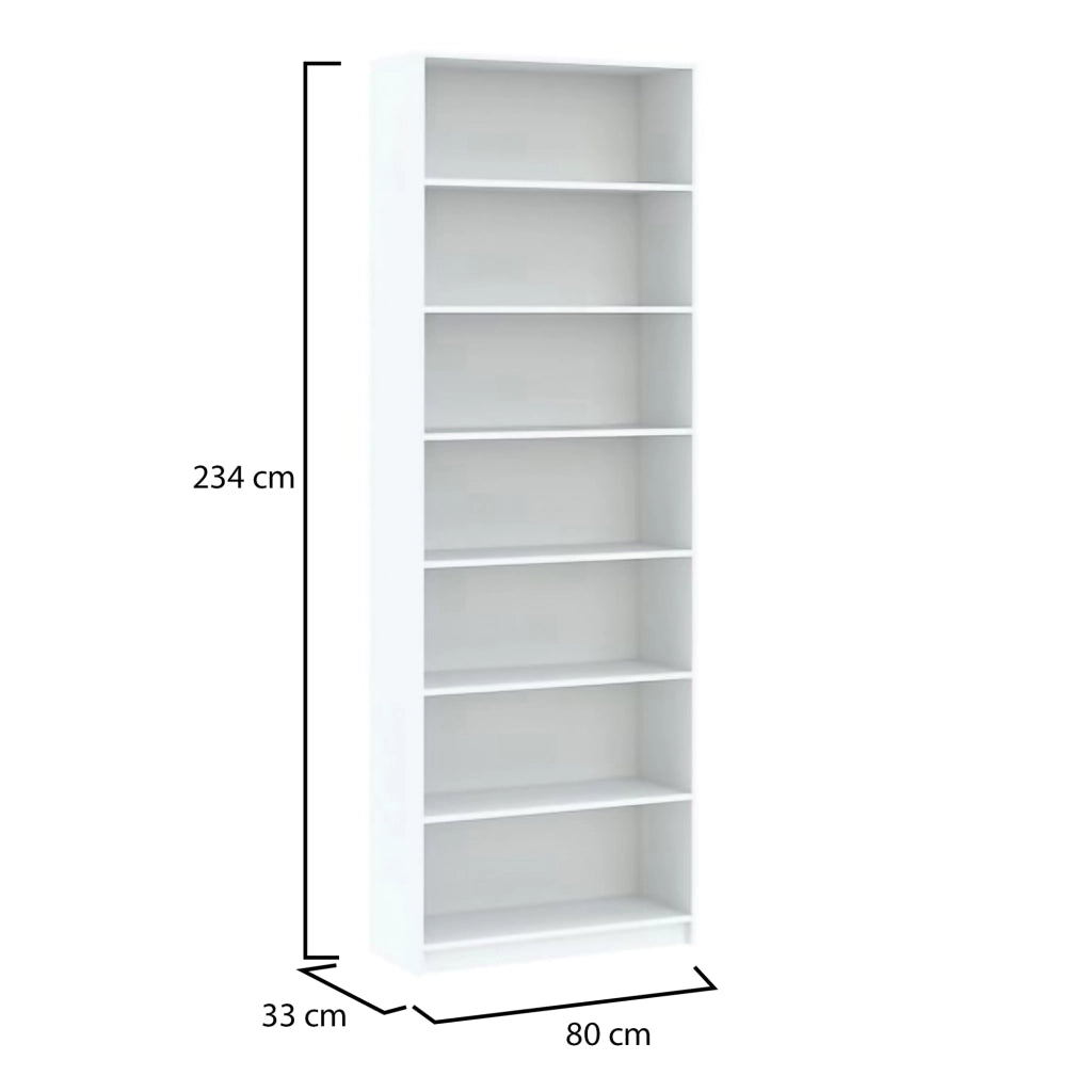 Biblioteca Lika, Libreria 6 Ripiani, 80x33x234h cm Bianco