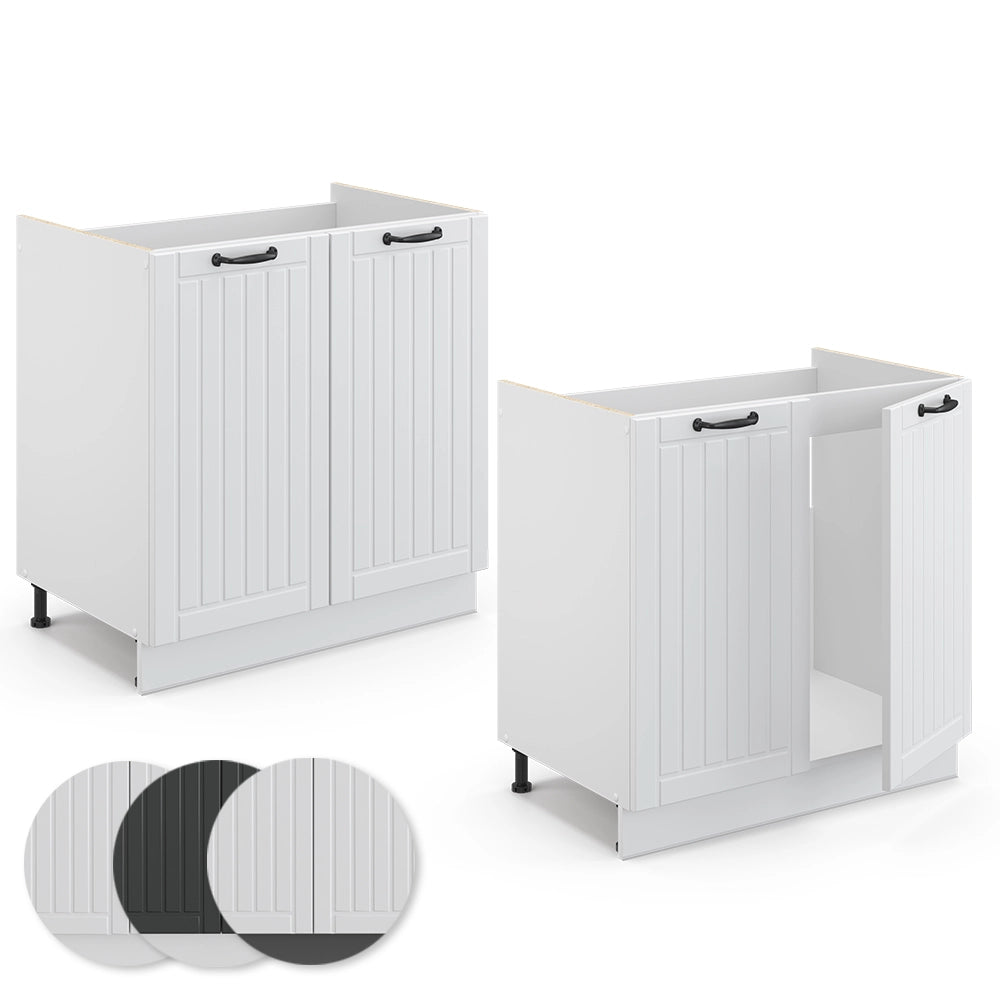 Mobile lavello cucina Fame-Line Bianco rustico/Bianco 80 cm senza piano di lavoro Vicco
