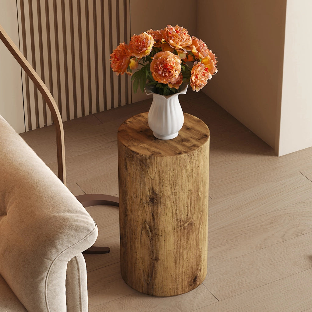 TAVOLINO rotondo 30x55 cm in MDF effetto legno, colore legno