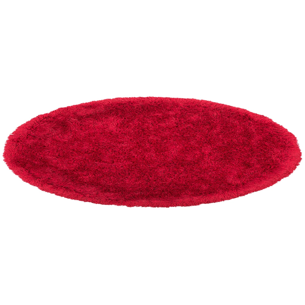 Tappeto Shaggy Tappeto a pelo lungo Solido Poliestere Rosso Rotondo 140 cm