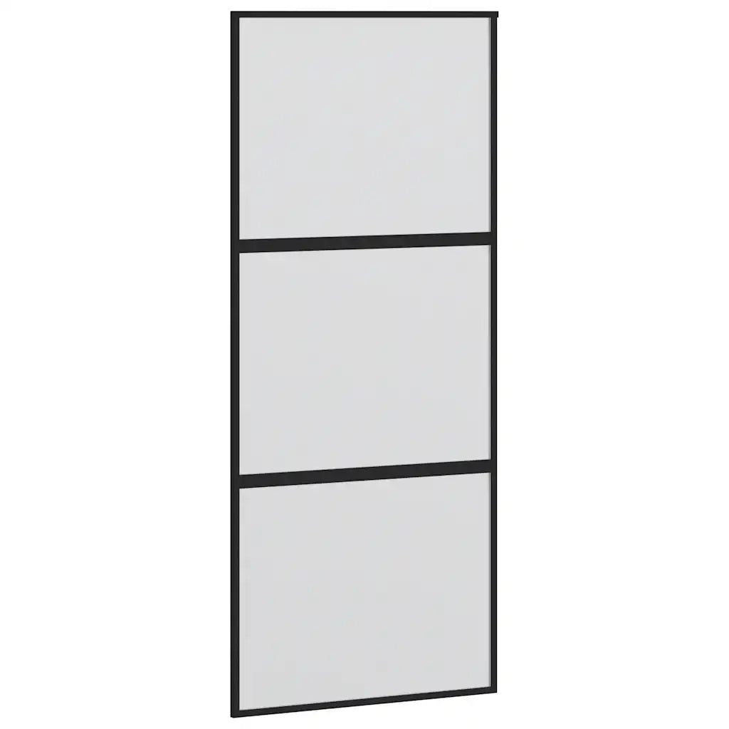 Porta Scorrevole Set Ferramenta Nera 90x205 cm Vetro Temperato 3375875