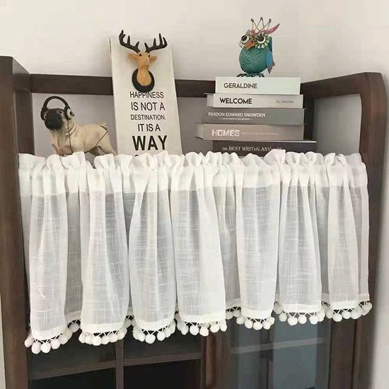 Pom Trim di Finestra - 1 pezzo - 30% lino, 70% cotone - 150x40 cm