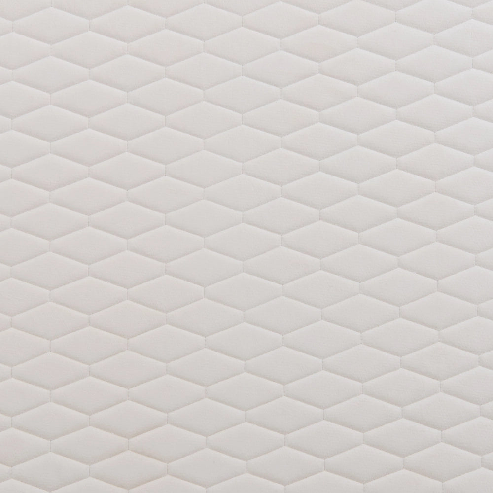 Letto imbottito in velluto bianco sporco 90 x 200 con struttura imbottita a nido d'ape trapuntato stile classico