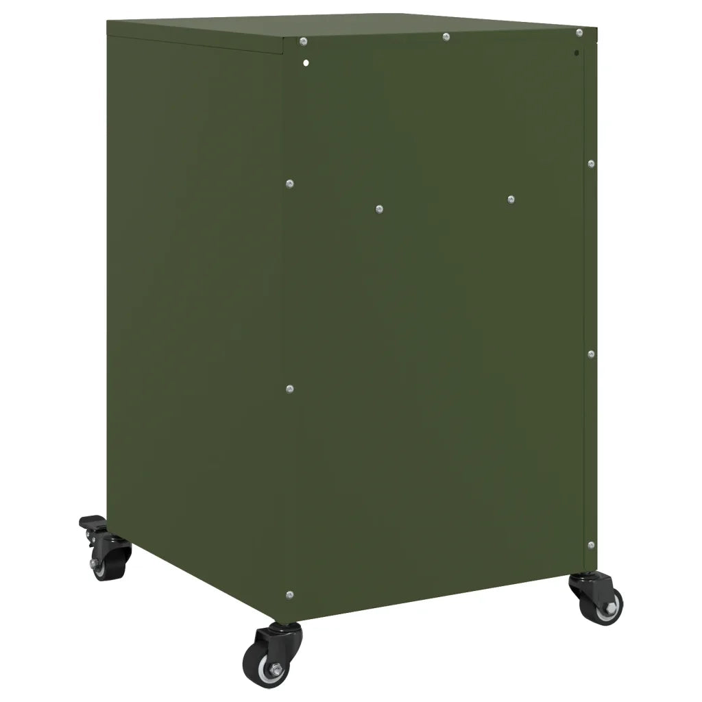Set di 2 Comodini | Armadio da Notte | Mobiletto da notte Verde Oliva 36x39x59 cm in Acciaio