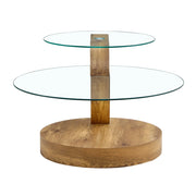 TAVOLINO DA CAFFÈ moderno in vetro temperato e MDF, trasparente, Ø 49,8 cm e 69,8 cm