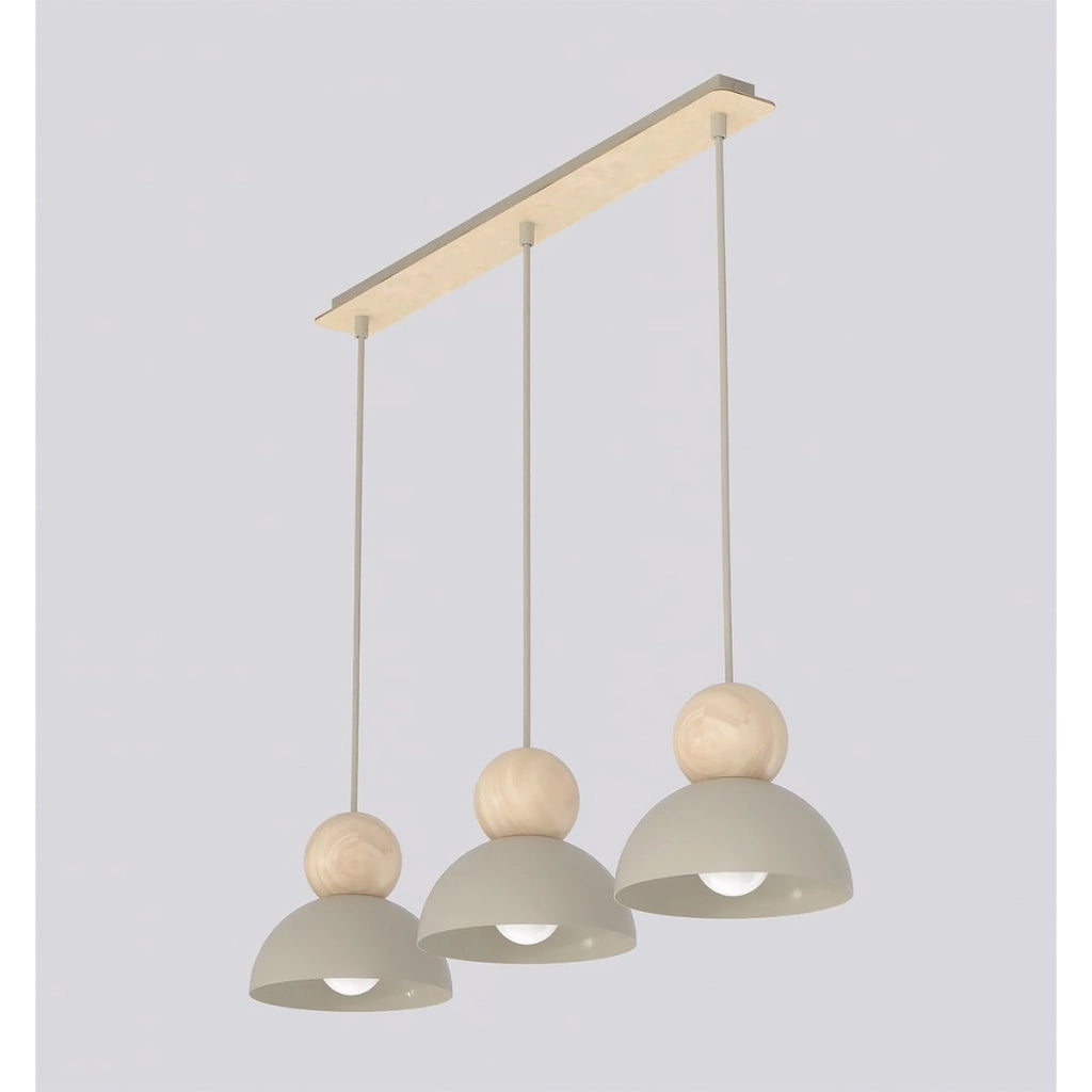 Lampada a sospensione Kaki in acciaio e legno color moka