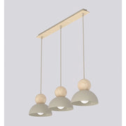 Lampada a sospensione Kaki in acciaio e legno color moka