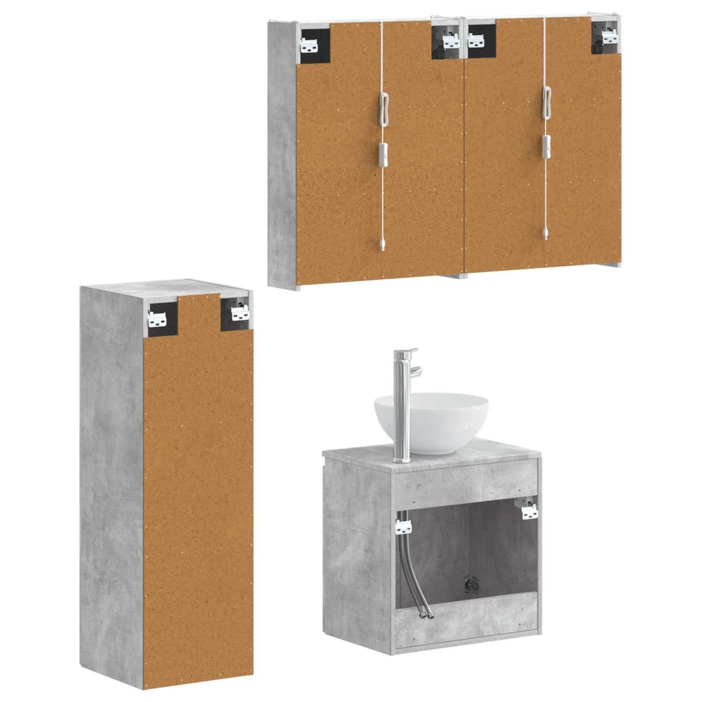 Set di mobili per il bagno 4 pcs Grigio Cemento 3407426
