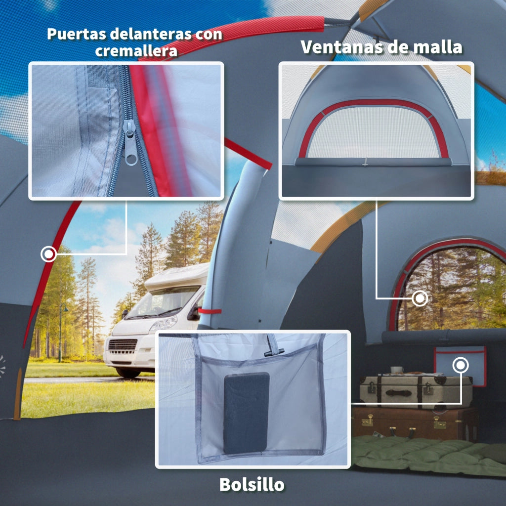 Tenda da campeggio 6 posti ¨C zephmum ¨C 455x220x180 cm grigio impermeabile