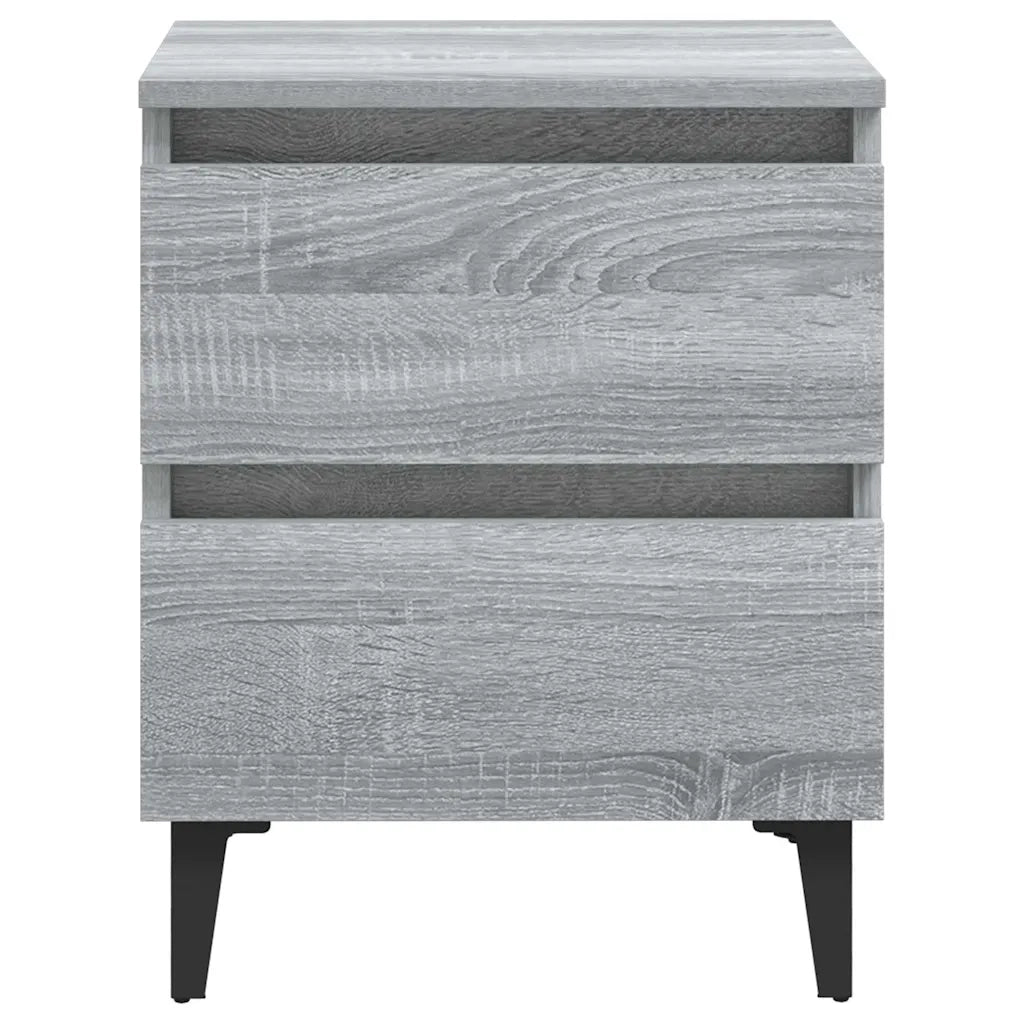 Comodini con Gambe in Metallo 2 pz Grigio Sonoma 40x35x50 cm 813131