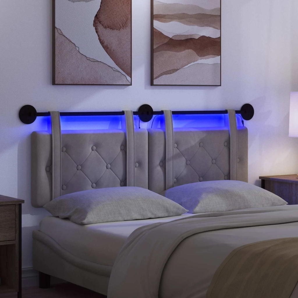 Testiera sospesa Con luce LED Grigio Chiaro Velluto