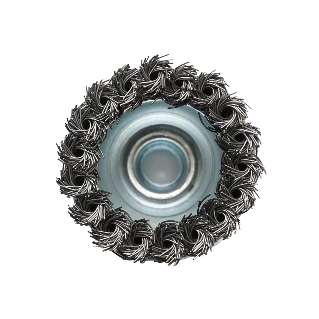 Spazzola metallica con filo intrecciato, tipo a tazza, 65 mm, M14 Breckner Germany