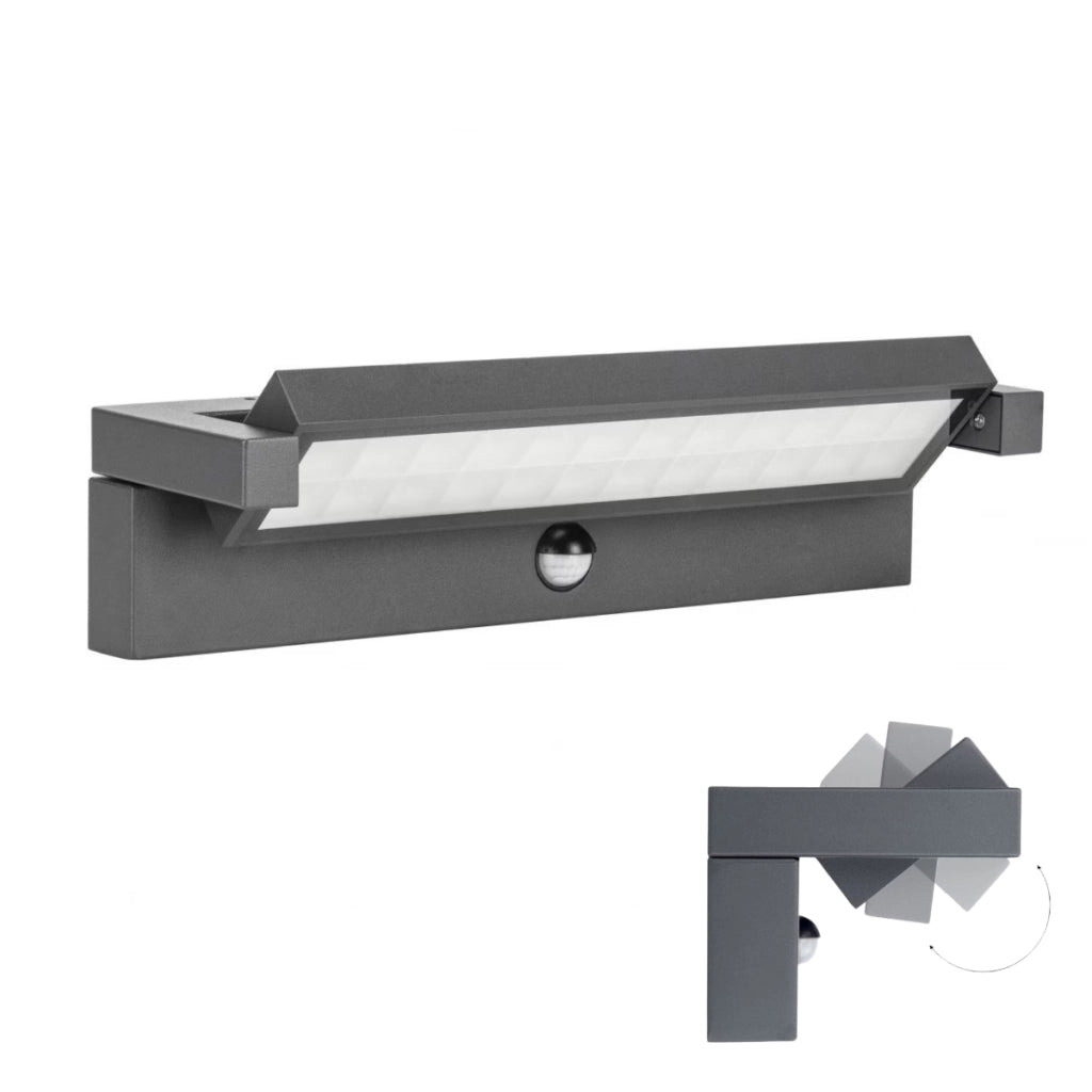 Applique esterna SU-MA Ren LED 27W sensore IP65 grigio